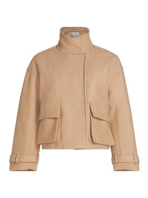 Women's Charlie Boxy Wool-Blend Jacket - Wheat - Size XS