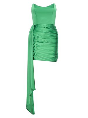 Women's Chasing Dawn Strapless Draped Minidress - Emerald - Size Large