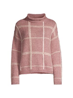 Women's Check Alpaca-Blend Sweater - Powder Pink - Size 2