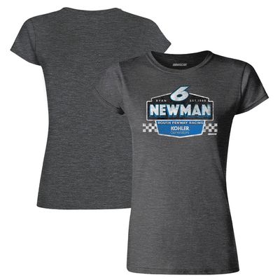 Women's Checkered Flag Heathered Charcoal Ryan Newman Kohler Generators Vintage Duel T-Shirt in Heather Charcoal