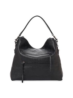 Women's Chelsea Leather Zip Bucket Bag - Black - Black