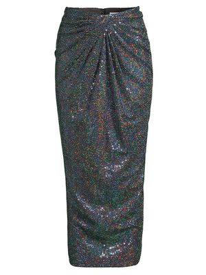 Women's Cher Iridescent Sequin Midi Skirt - Black Crystal - Size Large - Black Crystal - Size Large