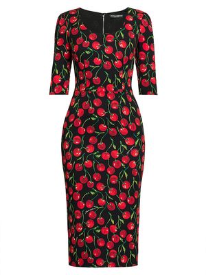 Women's Cherry Midi Dress - Ciliegie Fdo Nero - Size 18