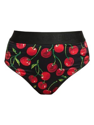 Women's Cherry-Print High-Waist Briefs - Ciliegie Nero - Size XS