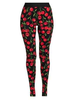 Women's Cherry-Print Jersey Leggings - Ciliegie Nero - Size 2