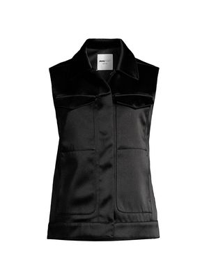 Women's Chic Satin Vest - Black - Size Large