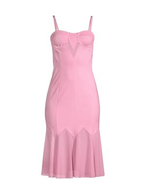 Women's Chiffon-Paneled Bustier Midi-Dress - Pink - Size XS - Pink - Size XS