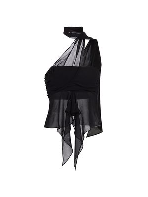 Women's Chiffon Sleeveless Wraparound Blouse - Black - Size XXS - Black - Size XXS