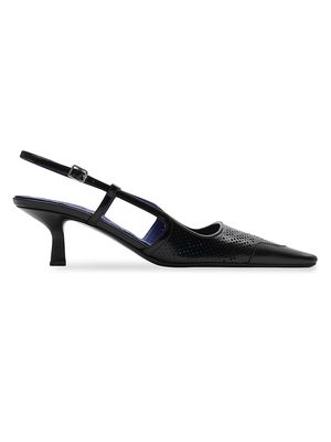 Women's Chisel 50MM Leather Slingback Pumps - Black - Size 6