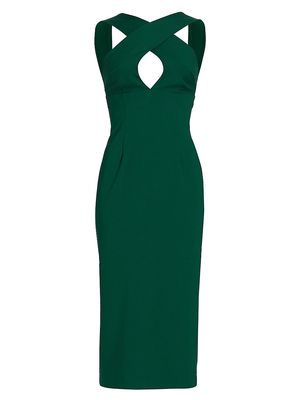 Women's Chrissi Body Con Midi-Dress - Evergreen - Size 0 - Evergreen - Size 0