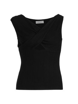 Women's Cici Cap-Sleeve Top - Black - Size Large - Black - Size Large
