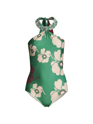 Women's Cielo Floral One-Piece Swimsuit - Emerald Green - Size XS - Emerald Green - Size XS