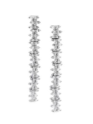Women's Cindy Rhodium Vermeil & Crystal Drop Earrings - White Gold