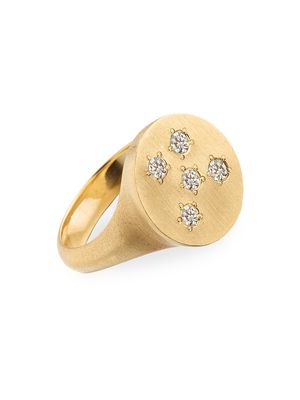 Women's Circle Of 5TH'S 18K Yellow Gold & Diamond Signet Ring - Size 7 - Yellow Gold - Size 7