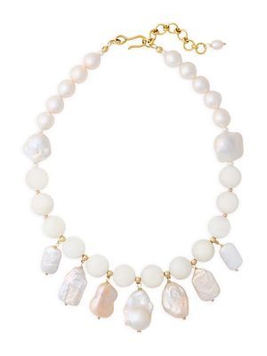 Women's Clara 24K Gold-Plate, Moonstone & Baroque Pearl Necklace - Pearl - Pearl
