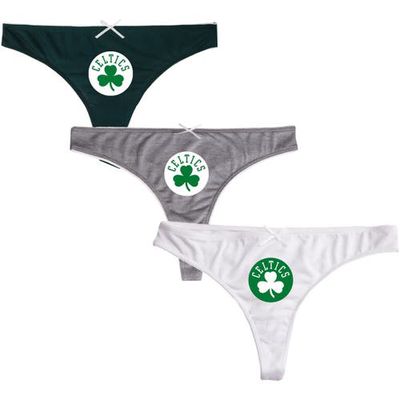 Women's College Concepts Black/Charcoal/White Boston Celtics Arctic 3-Pack Thong Set