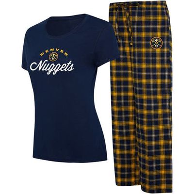Women's College Concepts Navy/Gold Denver Nuggets Arctic T-Shirt & Flannel Pants Sleep Set