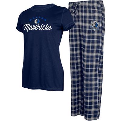 Women's College Concepts Navy/Gray Dallas Mavericks Arctic T-Shirt & Flannel Pants Sleep Set