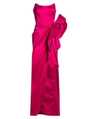 Women's Collette Strapless Bow Column Gown - Fuchsia - Size 12