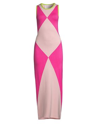 Women's Colorblock Knit Maxi Dress - Pink Multi - Size XS - Pink Multi - Size XS