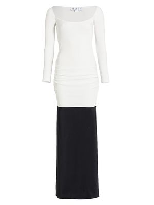 Women's Colorblock Maxi Dress - White Black - Size XS - White Black - Size XS
