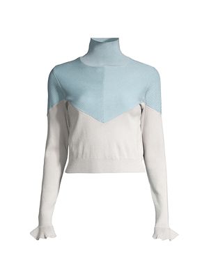 Women's Colorblocked Chevron Turtleneck Sweater - Size Small - Size Small