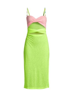 Women's Colorblocked Midi-Dress - Lemon - Size XXS - Lemon - Size XXS