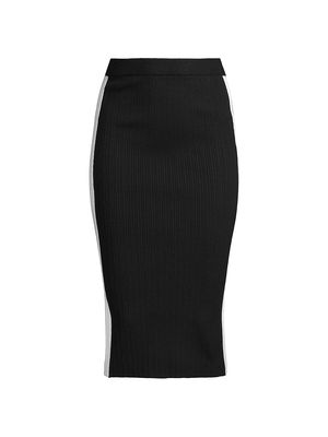 Women's Colorblocked Pencil Skirt - Black White - Size XS - Black White - Size XS
