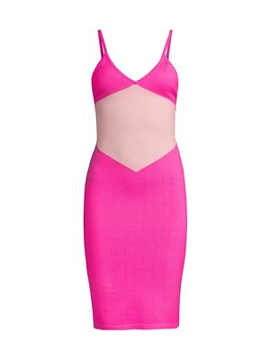 Women's Colorblocked Sleeveless Knee-Length Dress - Pink Multi - Size XS - Pink Multi - Size XS
