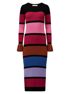 Women's Colorblocked Striped Midi-Dress - Size XS