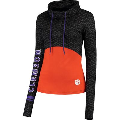 Women's Colosseum Black/Orange Clemson Tigers Scaled Mock Neck Fitted Pullover