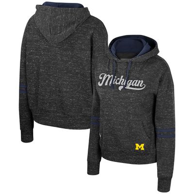 Women's Colosseum Charcoal Michigan Wolverines Catherine Speckle Pullover Hoodie