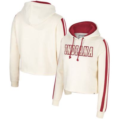 Women's Colosseum Cream Indiana Hoosiers Perfect Date Cropped Pullover Hoodie