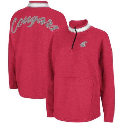 Women's Colosseum Crimson Washington State Cougars Alice 2-Hit Fleece Quarter-Zip Jacket
