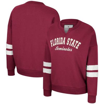 Women's Colosseum Garnet Florida State Seminoles Perfect Date Notch Neck Pullover Sweatshirt