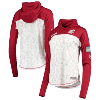Women's Colosseum Gray/Cardinal Washington State Cougars OHT Military Appreciation Mission Arctic Camo Hoodie Long Sleeve T-Shirt