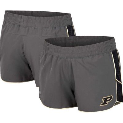 Women's Colosseum Gray Purdue Boilermakers Pull The Switch Running Shorts