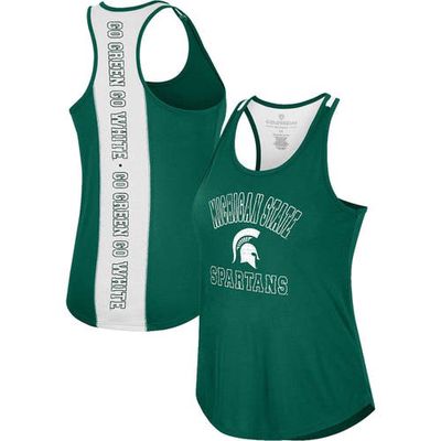 Women's Colosseum Green Michigan State Spartans 10 Days Racerback Scoop Neck Tank Top