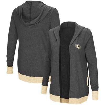 Women's Colosseum Heather Charcoal UCF Knights Steeplechase Open Hooded Lightweight Cardigan