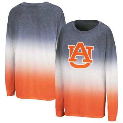 Women's Colosseum Heather Navy/Heather Orange Auburn Tigers Winkle Dip-Dye Long Sleeve T-Shirt