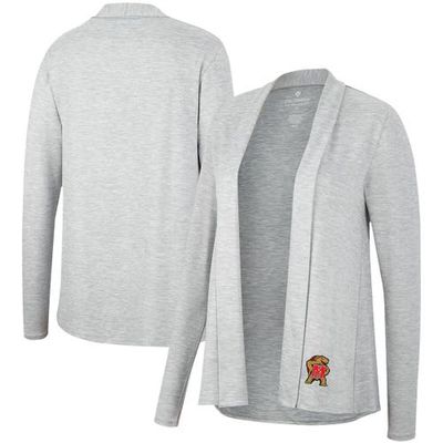 Women's Colosseum Heathered Gray Maryland Terrapins Charlton Open Cardigan in Heather Gray