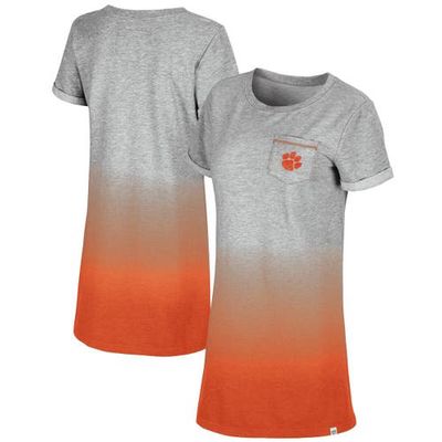 Women's Colosseum Heathered Gray/Orange Clemson Tigers Girl World Ombre Dress in Heather Gray