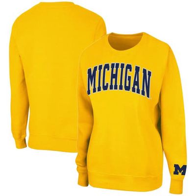 Women's Colosseum Maize Michigan Wolverines Campanile Pullover Sweatshirt