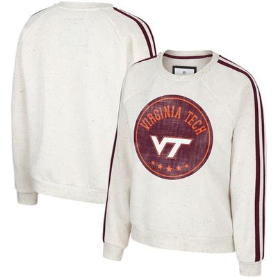 Women's Colosseum Natural Virginia Tech Hokies I'm Gorgeous Speckled Fleece Raglan Pullover Sweatshirt