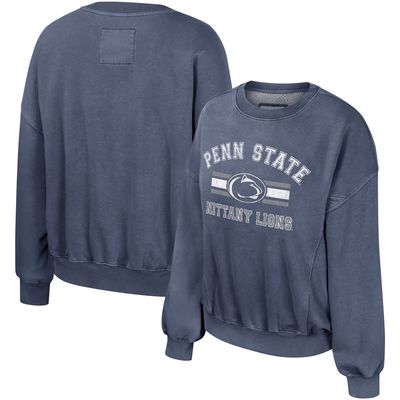Women's Colosseum Navy Penn State Nittany Lions Audrey Washed Pullover Sweatshirt