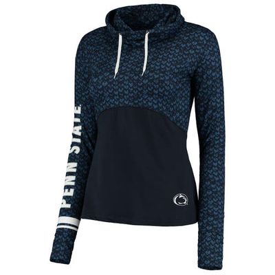 Women's Colosseum Navy Penn State Nittany Lions Scaled Mock Neck Fitted Pullover