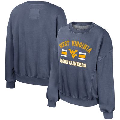 Women's Colosseum Navy West Virginia Mountaineers Audrey Washed Pullover Sweatshirt