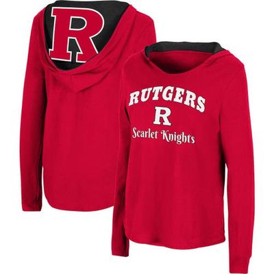 Women's Colosseum Scarlet Rutgers Scarlet Knights Catalina Hoodie Long Sleeve T-Shirt
