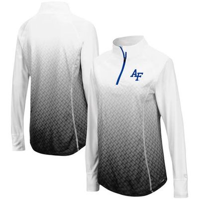 Women's Colosseum White/Black Air Force Falcons Magic Ombre Lightweight Fitted Quarter-Zip Long Sleeve Top