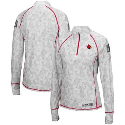 Women's Colosseum White Louisville Cardinals OHT Military Appreciation Officer Arctic Camo 1/4-Zip Jacket